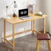 47 Inch Computer Desk, Bamboo Writing Desk, Modern Simple Work Desk for Home Office, Gaming Desk Study Table