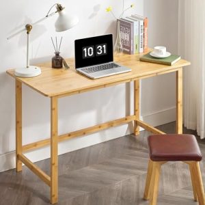 47 Inch Computer Desk, Bamboo Writing Desk, Modern Simple Work Desk for Home Office, Gaming Desk Study Table
