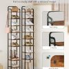 10 Tiers Vertical Shoe Rack, Narrow Shoe Tower, Tall Shoes Shelf with 2 Hooks, Adjustable Shelves, Corner Shoes Shelves for
