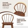 Wooden Dining Chairs Set of 2, Windsor Kitchen Chairs w/High Spindle Back & Rubber Wood Legs, Wide Seat & Curved Backrest,