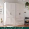 Fddevelop Wood White Wardrobe Closet with 2 Doors，Bedroom Freestanding Armoire Storage Cabinet with Shelves，Wooden Wardrobe