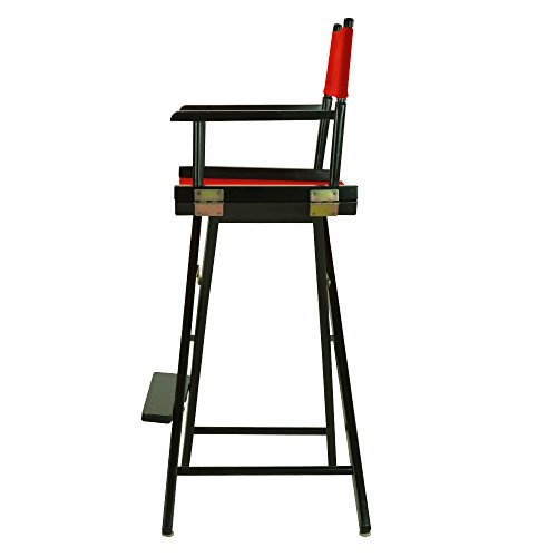 30" Director's Chair Black Frame-with Red Canvas, Bar Height