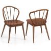 Wooden Dining Chairs Set of 2, Windsor Kitchen Chairs w/High Spindle Back & Rubber Wood Legs, Wide Seat & Curved Backrest,