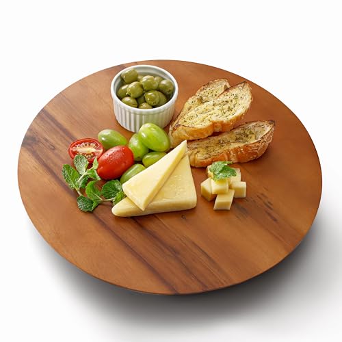 13" Acacia Lazy Susan Organizer for Table - Wooden Lazy Susan Turntable - Wood Kitchen Turntable Storage Food for Cheese Boards,