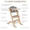 New Upgrade 3-in-1 Convertible Wooden High Chair for Babies & Toddlers 10 Levels Adjustable 3-Tier Remove & 2 Adjustable Wood