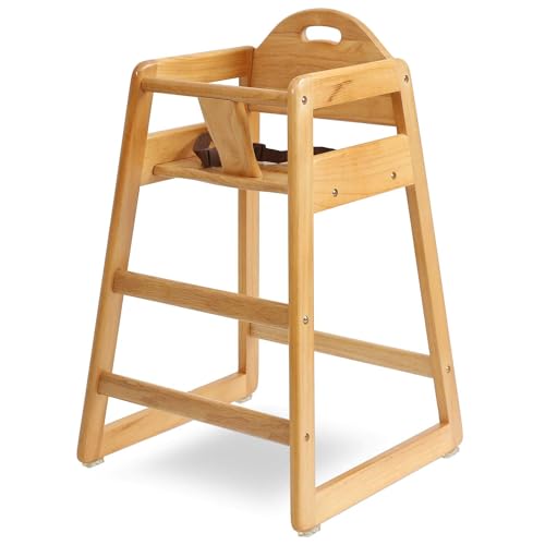 Wooden High Chair for Baby & Toddler – Restaurant-Style Stackable HighChair with Commercial Grade Solid Wood for Dining Table &