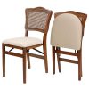Stakmore French Cane Wooden Folding Chairs with Padded Seats, Set of 2 - No Assembly Foldable Dining Chairs, Steel Folding