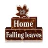 4 Pcs Fall Maple Leaf Wooden Tiered Tray Decor Set, Farmhouse Rustic Hello Fall Falling Leaves Table Decor Maple Leaf Stack