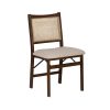 Kasi Brown and Natural Rattan Cane Fully Assembled Foldable Wooden Dining Side Chair