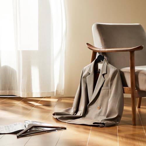 Solid Natural Wooden Suit Hangers Heavy Duty, 10/20 Pack Smooth Finish Coat Hangers with Non-slip Pant Bar, Precisely Cut