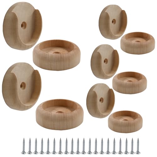 4 Pack Wooden Closet Pole Sockets, 1-3/8" Closet Rod Holders Closet Rod Brackets Closet Pole Socket for Wardrobe Curtain
