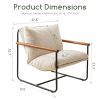 Modern Accent Chair, Living Room Chair with Wood Armrests, Shredded Foam Cushion, and Sturdy Metal Frame Reading Chair, Beige