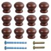 12Pcs 1" Round Wooden Drawer Knobs, Finished Mushroom Shape Cabinet Pulls Handles, Natural Wood Dresser Knobs for Kitchen