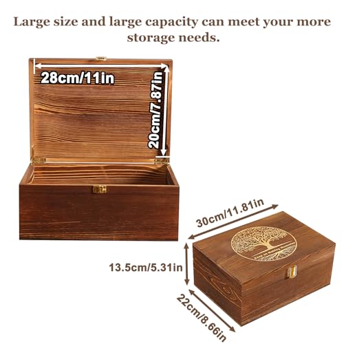 Large Tree of Life Wooden Keepsake Box - Elegant Vintage Jewelry Storage Box Durable Wooden Box for Storing Photos, Gifts,