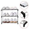 Stackable Small Shoe Rack, Entryway, Hallway and Closet Space Saving Storage and Organization (3-Tier, Black)