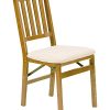Stakmore Arts and Craft Wooden Folding Chairs with Padded Seats, Set of 2 - No Assembly Foldable Dining Chairs, Steel Folding