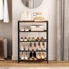 Shoe Rack Organizer, 5 Tier Industrial Shoe Storage Shelf, Narrow Sturdy Metal Shoe Shelves for Closet Entryway, Rustic Brown