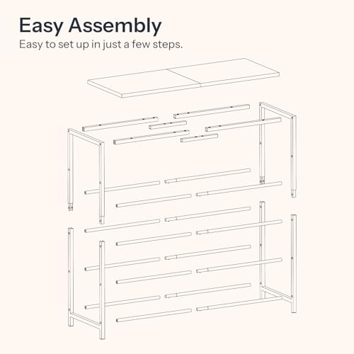 Shoe Rack with 4 PU Shelves, 5-Tier Shoe Storage Organizer for Closet and Entryway, Holds 12-16 Pairs of Shoes, Sturdy Metal