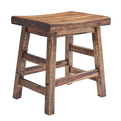 Durango 20-Inch Tall Industrial Wood Dining Stool - Table or Extra Seat - Unique Rustic Industrial Style and Comfort -