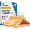 Wooden Clothes Hangers – with 360 Degree Swivel Hook and Non-Slip Shoulder Notch, Holds Up to 10 lbs, Pants Bar Design,