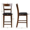 Bar Stools Set of 2, 25.5-Inch Counter Height Chair with Backrest, Foam-Padded Cushion, Rubber Wood Legs, Wooden Vintage Dining