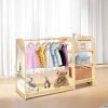 Kids' Dress Up Storage Closet with Mirror, 31.5 Inch Kids Wardrobe Closet with Shelves for Girls and Boys, Wooden Costume