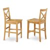 PBS-OAK-W Pub Counter-Height Bar Stool - Pub Height Kitchen Chairs, Set of 2, Oak