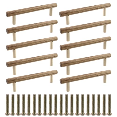 10Pcs Wood Drawer Pulls,5 inch Hole Center Pull Handles Wood,Wooden Handles for Dresser Drawers,Cabinets,Kitchen,Wardrobe