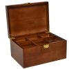 Wooden Decorative Keepsakes Storage Box with Hinged Lid, Adjustable Tray and Divider