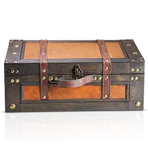 - Pirate Treasure Chest Storage Box - Marco 15x10.6x5,5" - Durable Wooden Treasure Chest with Lock - Unique Handmade Decorative