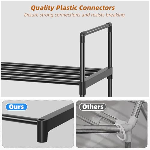 Shoe Rack, 3-Tier Shoe Organizer, Metal Storage Shelf, for 16-20 Pairs, Stackable, for Entryway, 11.75 x 36.5 x 21.5 Inches,