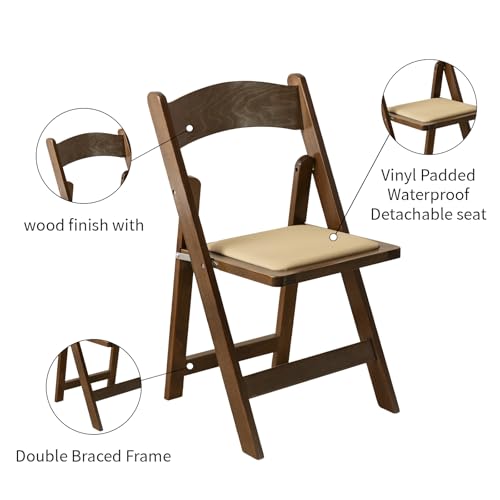 Wooden Folding Chair with Soft Cushion, Simple and Stylish, Comfortable and Durable, Suitable for Weddings, banquets and
