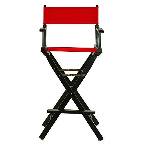 30" Director's Chair Black Frame-with Red Canvas, Bar Height