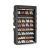 Shoe Rack with Cover, 10 Tier Shoe Organizer Storage for 40-50 Pairs Sneaker and Boots, Large Capacity, with 8 Pockets, Free