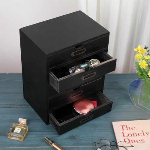 Wooden Storage Box with 5 Drawers Apothecary Drawers Vintage Wooden Drawers Wood Desktop Organizer with Drawers Countertop