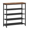 Shoe Rack with 4 PU Shelves, 5-Tier Shoe Storage Organizer for Closet and Entryway, Holds 12-16 Pairs of Shoes, Sturdy Metal