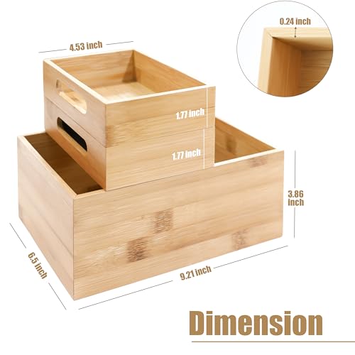 3-Piece Stackable Bamboo Storage Box, Office Desk Organizer, Wooden Boxes for Makeup Drawer Organizer Bathroom, Office Supplies,