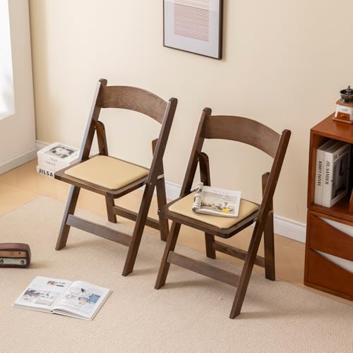 Wooden Folding Chair with Soft Cushion, Simple and Stylish, Comfortable and Durable, Suitable for Weddings, banquets and