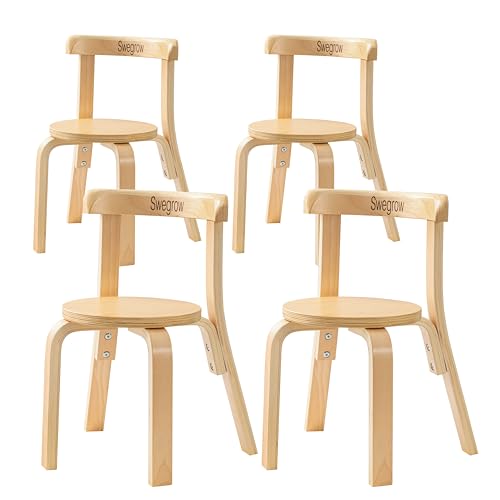 Wooden Kids Chair, Toddler Chair for Table, Kids Stackable Chairs, Kid Wooden Furniture for Family/Playroom/Classroom（Set of
