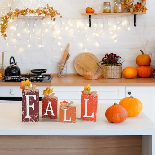 Fall Sign Wooden Decor Rustic Wooden Sign for Mantel, Table, Tiered Tray Fall Decorations for Home, Farmhouse, Porch, Kitchen.