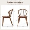 Wooden Dining Chairs Set of 2, Windsor Kitchen Chairs w/High Spindle Back & Rubber Wood Legs, Wide Seat & Curved Backrest,