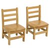 Kids Wooden Chair Set, Fully Assembled Youth Ladderback Wood Chairs for Children, 12" Seat Height for Ages 6-8 (Set of Two)