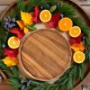 13.8 Inch Wooden Serving Tray,Round Wooden Decorative Serving Tray for Coffee Table and Home Decor, Round Wood Trays for Table