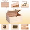 2 Pcs Large Unfinished Wooden Box with Hinged Lid and Front Clasp, Rectangle Unpainted Crafts DIY Wood Boxes Treasure Chest