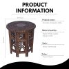 Hand-Carved Octagonal Wooden Side Table – 18” x 18” Mango Wood End Table, Natural Burnt Finish, Decorative Accent Table for