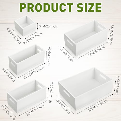 Set of 6 Wood Storage Boxes with Handles Wooden Nesting Crates Rustic Farmhouse Storage Container for DIY Crafts Party Home