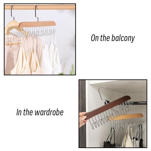 2Pcs Wooden Anti-Slip 8-Hook Belt Hanger for Closet Space-Saving Closet Organizer Belt Hanger for Bras, Ties, Scarves & Tank