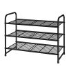 3-Tier Stackable Shoe Rack, Expandable & Adjustable Shoe Shelf Storage Organizer, Wire Grid, Black