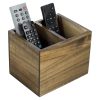 Premium Acacia Solid Wood Tabletop TV Remote Control Holder with 2 Slots, Rustic Wooden Universal Remotes Storage Box, Sofa