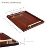 Acacia Wood Serving Tray – 17" x 13" Ottoman Tray with Metal Handles for Coffee Table, Breakfast, Snacks, Tea, Food – Decorative